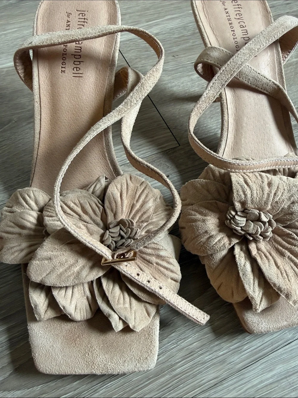 Jeffrey Campbell Floral Suede Kitten Heels